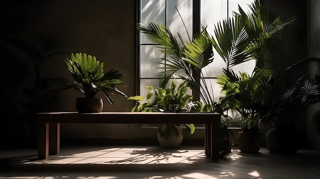 Летняя тропическая природная концепция интерьера комнаты генеративный ai