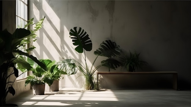 Summer tropical natural concept room interior generative ai