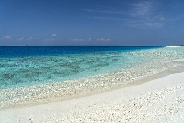 Summer tropical sandy beach turquoise water lagoon