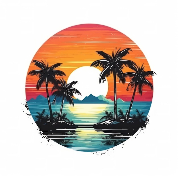 Summer tropical tshirt design Illustration AI GenerativexA