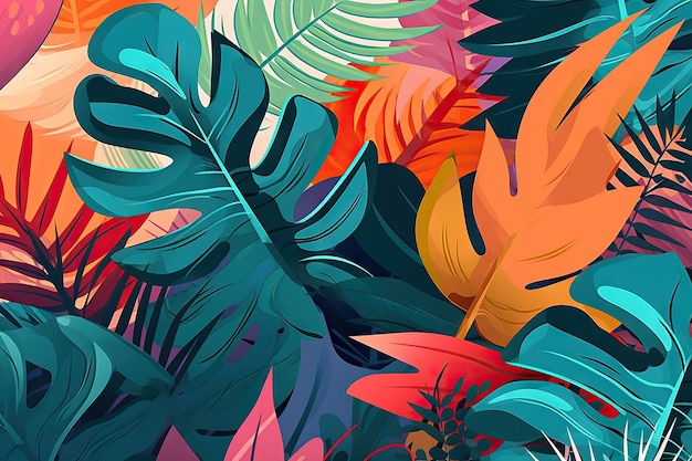 Летние тропические стены искусства вектор кокосового листа монстера лист линии искусства ботанический фон
