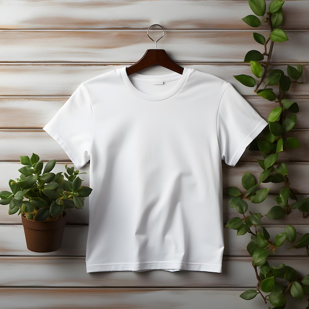 Фото Летний шаблон изображения t-shirt mockup для вашей линии одежды