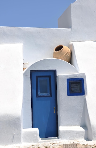 Photo summer vacation on beautiful vulcanic island santorini at greece