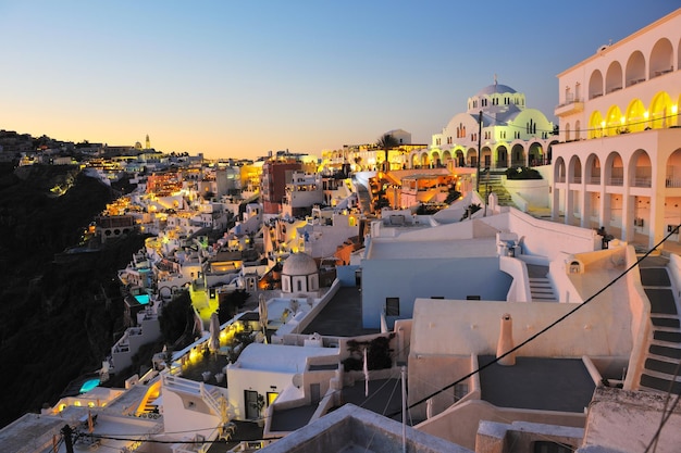 Foto vacanze estive sulla bellissima isola vulcanica santorini in grecia