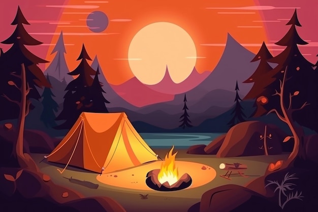 Summer vacation camping Generate Ai