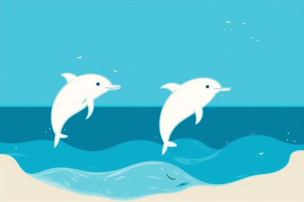 Photo summer vacation concept dolphin serenade a captivating encounter by the coastal haven generative ai
