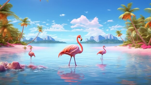 Summer vacation concept flamingo paradise exploring