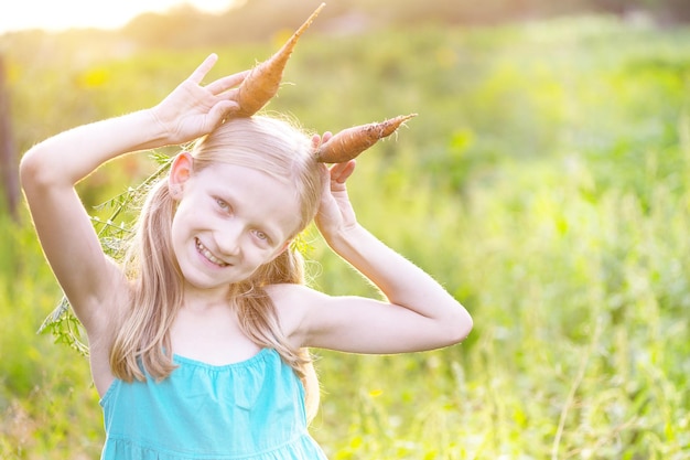 Summer vacation of a little girl in the village