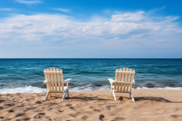 Summer vacation loungers on sea beach landscape beautiful seascape seaside holiday