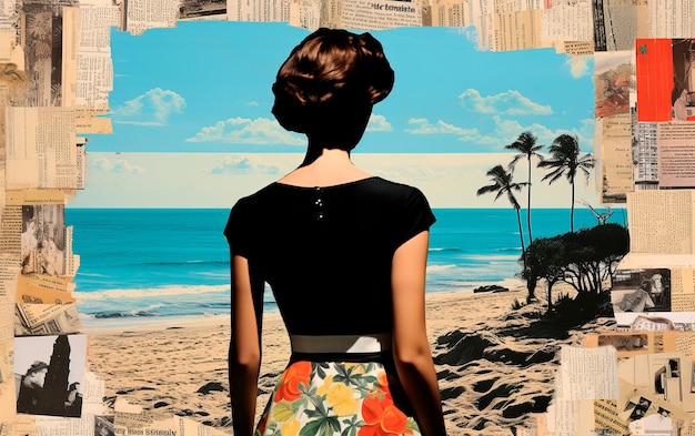 Summer vacation paper collage design