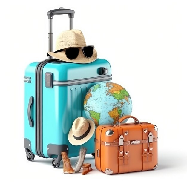 Photo summer vacation and travel 3d render vector realistic elements