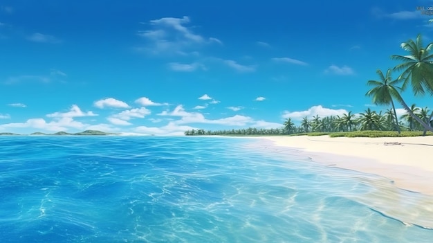 Фото Тропический пляж летних каникул с голубым небом и морем generative ai