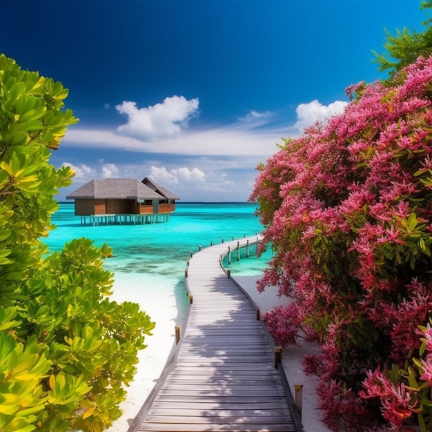 Photo summer vacation on a tropical island in the maldives