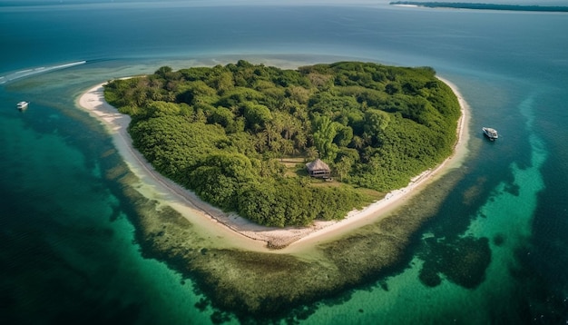 Summer vacations Drone aerial view of idyllic coastline generated by AI