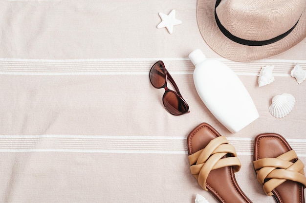 Summer vacations flat lay with beach accessories