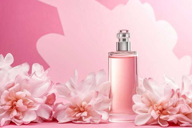 Summer Vanilla Perfume Background Photo with Copy Space Bright Pink Vanilla Perfume Banner for Summer AI Generative