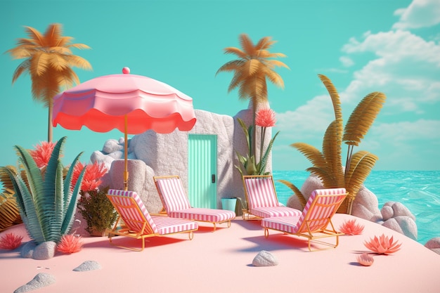 Photo summer vibes 3d render