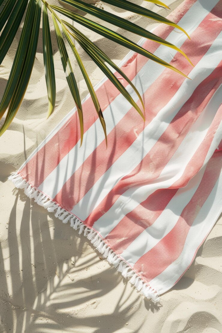 Photo summer vibes beach towel on sandy shore generative ai