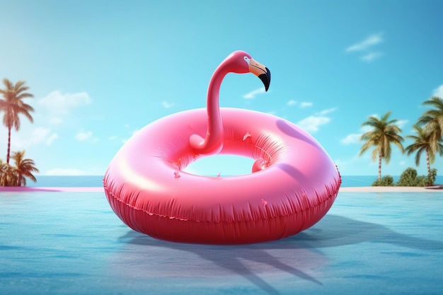 summer vibes inflatable flamingo 3d rendering