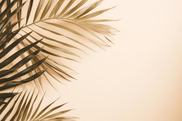 Summer Vibes Tropical Palm Leaves Cast Fascinating Shadows on Beige Wall Creative Minimal Design