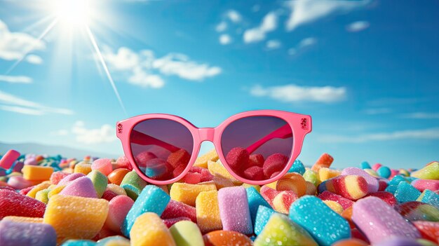 Summer vibes with sunglasses and candy Generative AI