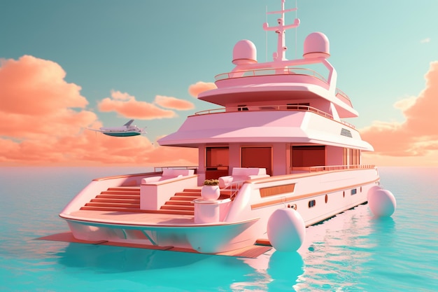 summer vibes yacht 3d rendering