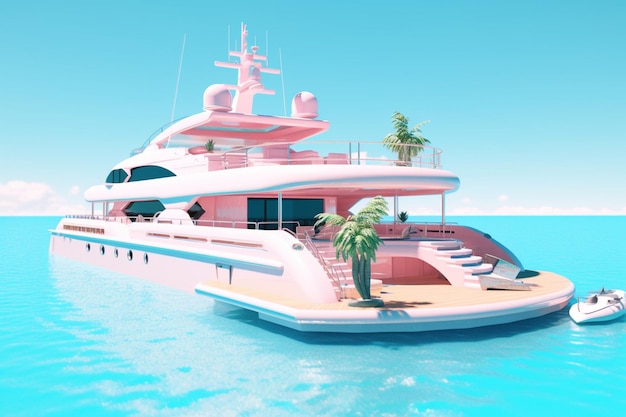 summer vibes yacht 3d rendering