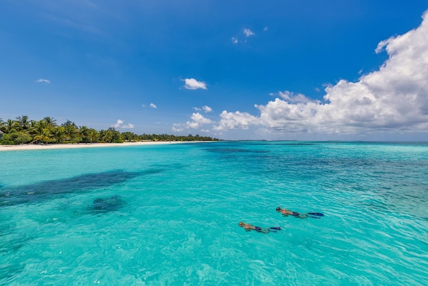 Summer water sport couple activity Beautiful seascape coast nature landscape tourism travels