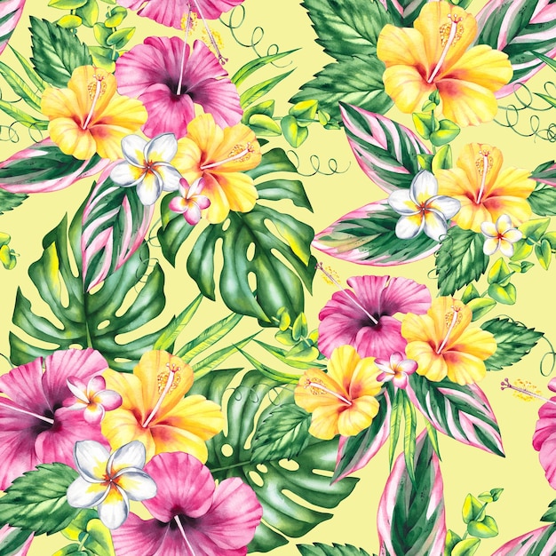 summer watercolor illustration from the flamingo series