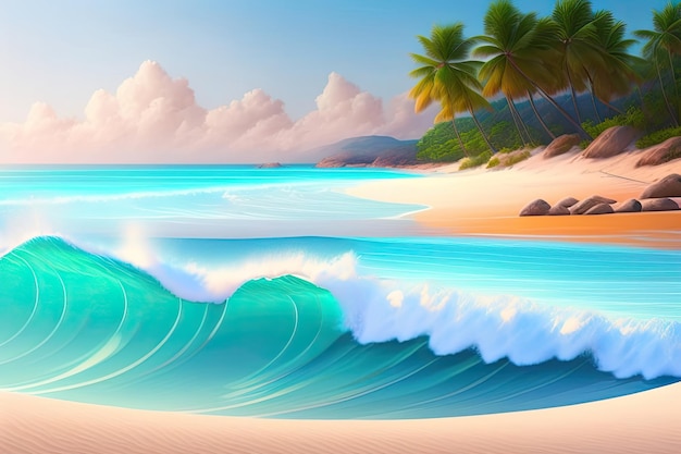 Photo summer white sand paradise beach wallpaper or background ai generated