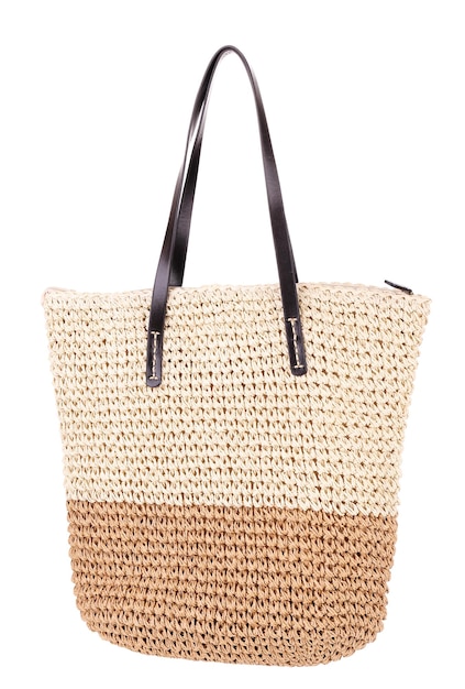 Summer wicker bag isolated on white