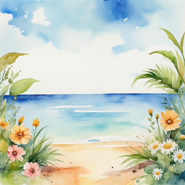 Photo summer with watercolor