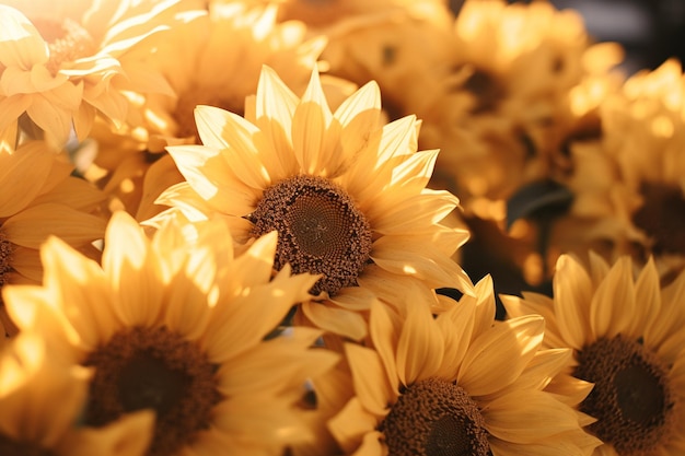 Summers Glow Warm Sunflower Fields