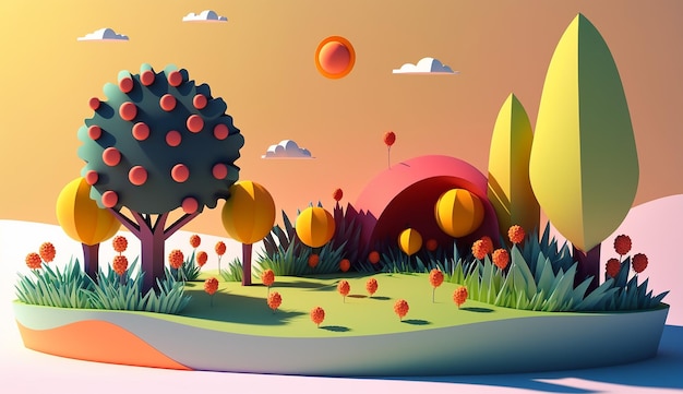 Summertime Glow A Playful Illustration Generative AI