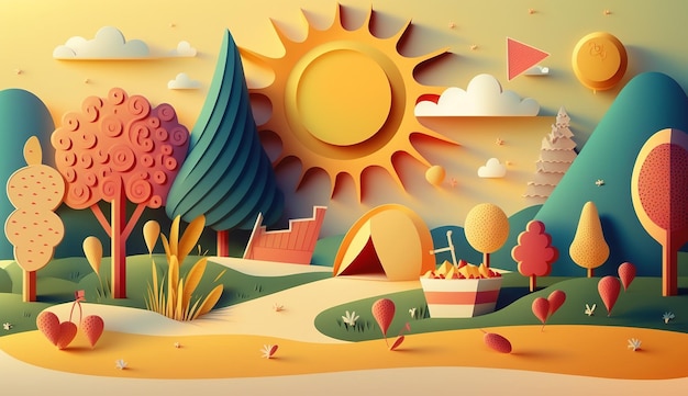 Summertime Glow A Playful Illustration Generative AI