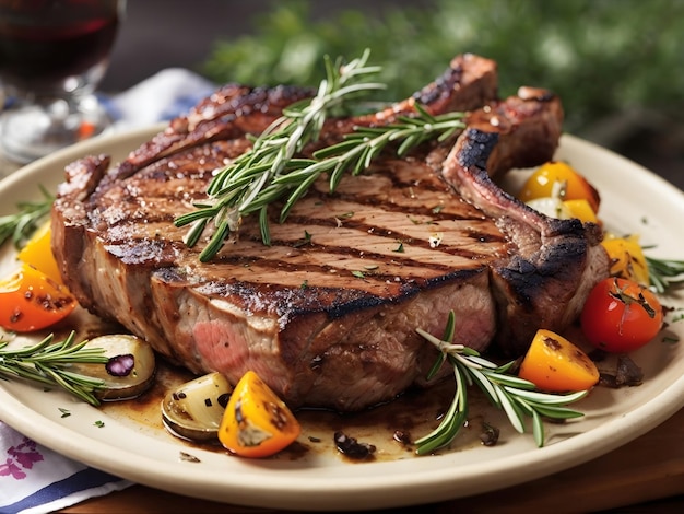 Summertime Sizzle Juicy Grilled TBone Steak with Fresh Rosemary