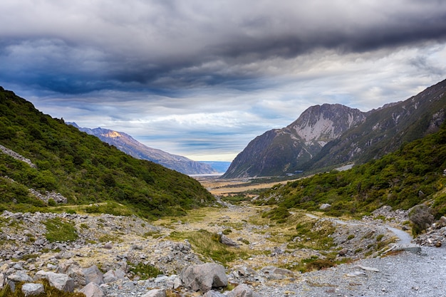 Summertime view of Aoraki Mount Cook National Park