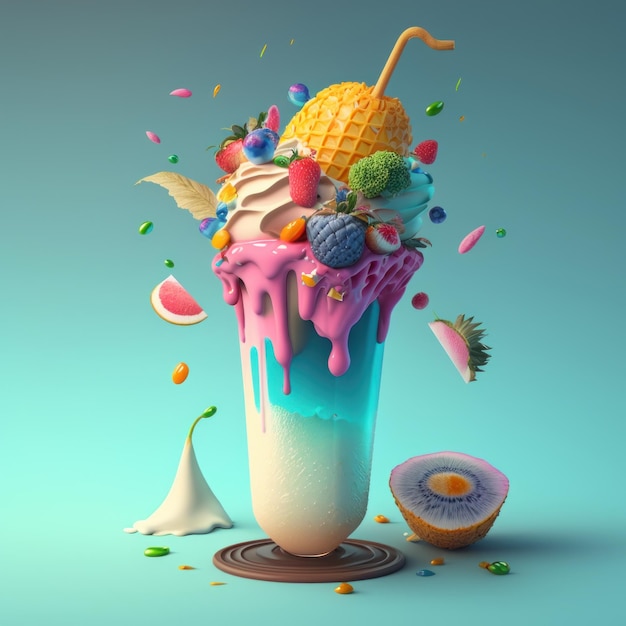 Summery Ice Cream Images with Refreshing Flavors and Melting Texture AI Generative