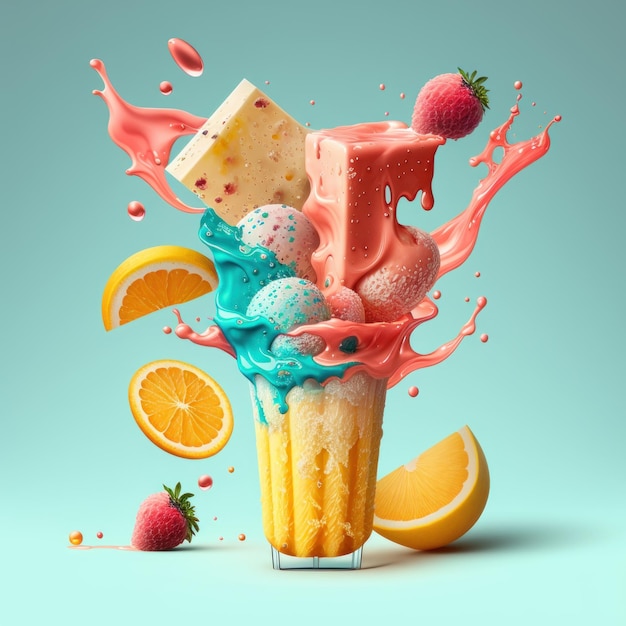 Summery Ice Cream Images with Refreshing Flavors and Melting Texture AI Generative