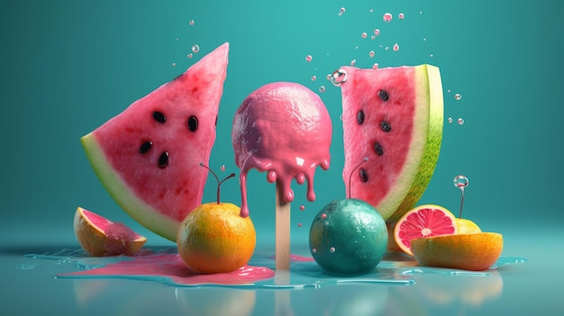 Summery vibes delicious and colorful ice creams and popsicles