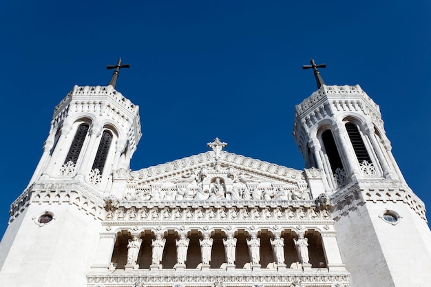 Summit of lyon Cathedral and blue sky