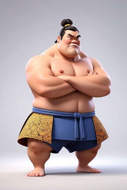 Photo sumo wrestler cartoon character 3d animation illustration guide