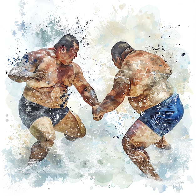 Foto attività tematica sportiva di acquerello di lotta sumo