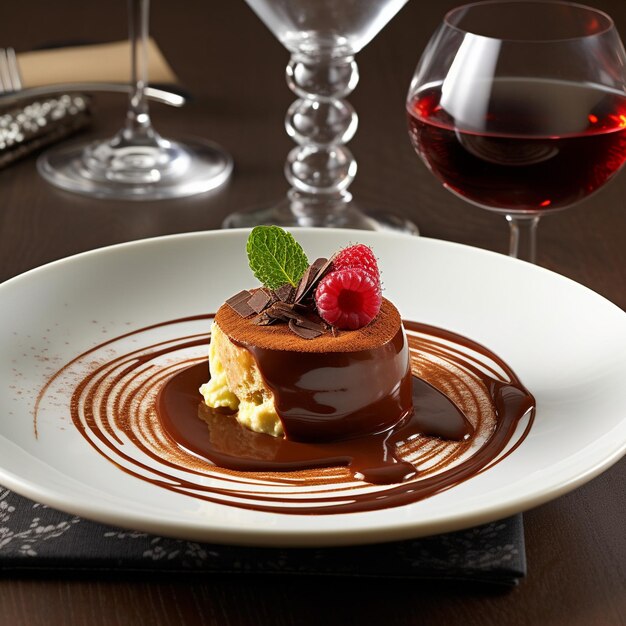 Sumptuous Culinary Delights From Steaks to Decadent Desserts and fine wine on table
