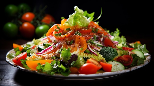 Photo sumptuous salad featuring a mix of crisp