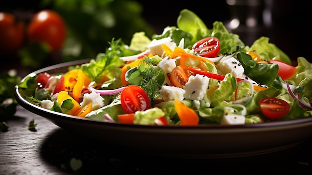 Photo sumptuous salad featuring a mix of crisp