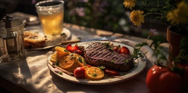 Sumptuous Steak Dinner in Warm Light