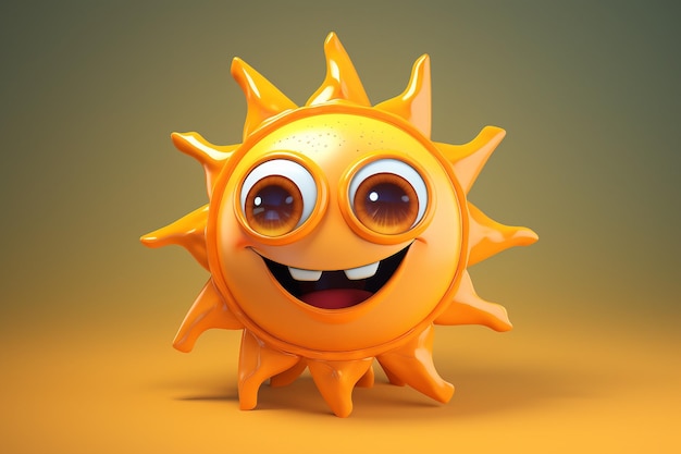 Photo sun in 3d cartoon style