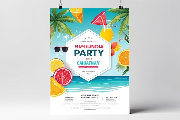 Sun and Style Summer Beach Party Flyer Mockup met witte ruimte