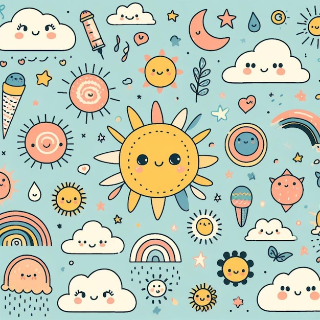 Sun background desktop wallpaper cute vector